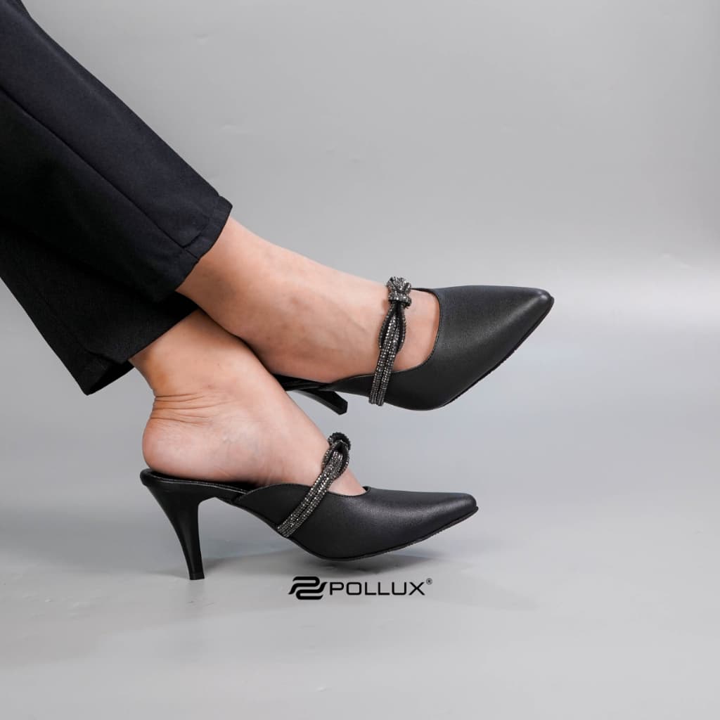 Gambar ke-10 produk Pollux Monday WPOKV 25 - Heels Mules Wanita Bahan Kulit Asli Tinggi Hils 7cm