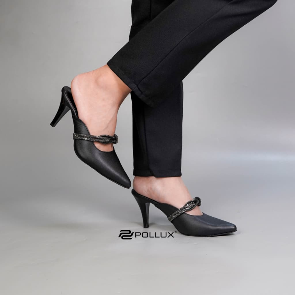 Gambar ke-10 produk Pollux Monday WPOKV 25 - Heels Mules Wanita Bahan Kulit Asli Tinggi Hils 7cm