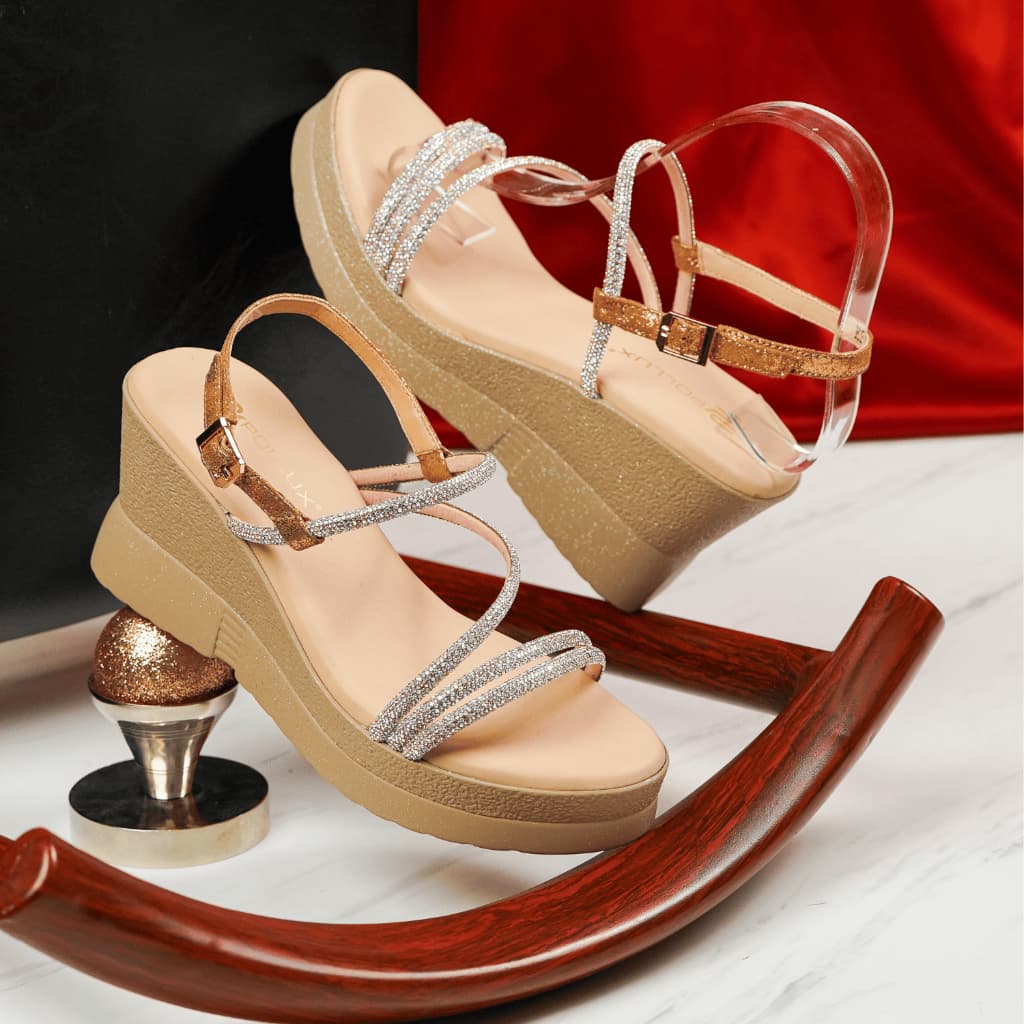 Thumbnail gambar ke-4 produk Pollux Classic WPOKS 17 - Sandal Wedges Wanita Bahan Kulit Asli Tinggi Hak 8Cm