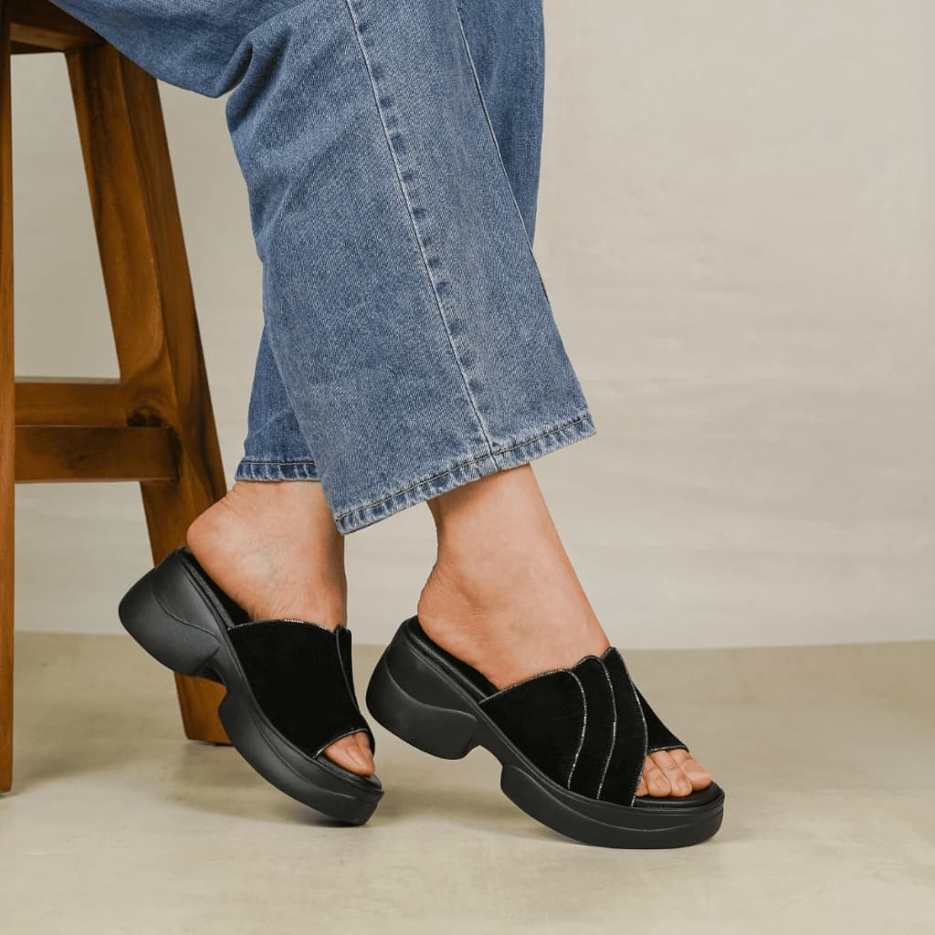 Thumbnail gambar ke-4 produk Pollux Bold WPOCU 01 - Sandal Wedges Wanita Bahan Kulit Asli Premium Empuk Nyaman Anti Licin
