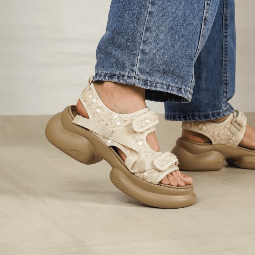 Thumbnail gambar ke-7 produk Pollux Bold WPOCY 01 - Sandal Wedges Wanita Kekinian Dari Bahan Kulit
