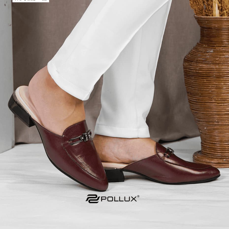 Thumbnail gambar ke-2 produk Pollux Monday WPOMS 12 | Sepatu Wanita Mules Bahan Kulit Asli Tinggi Hak 3cm