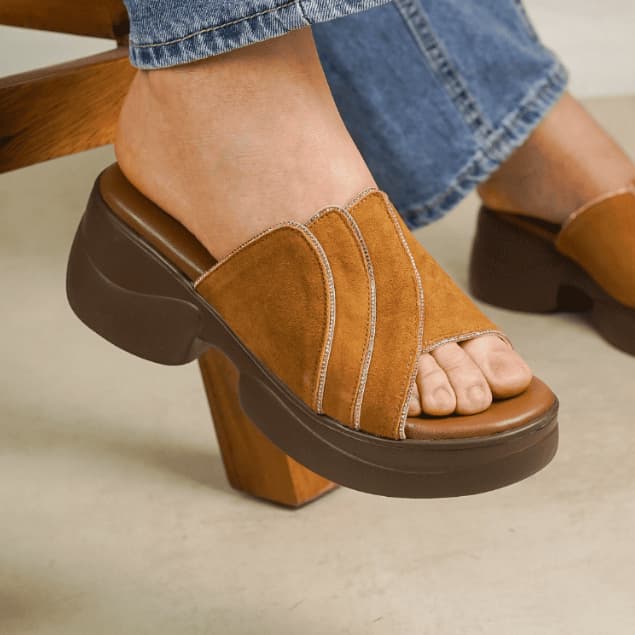 Thumbnail gambar ke-6 produk Pollux Bold WPOCU 01 - Sandal Wedges Wanita Bahan Kulit Asli Premium Empuk Nyaman Anti Licin