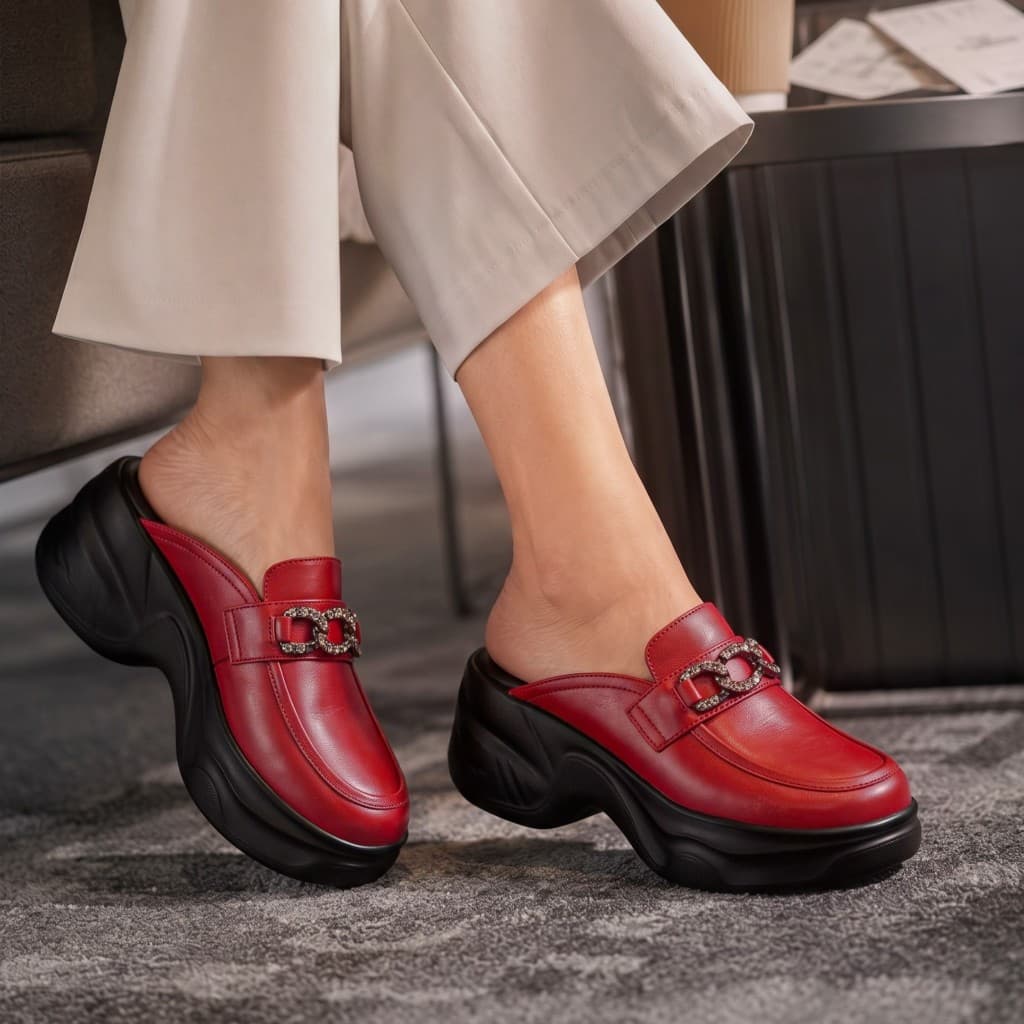 Gambar ke-1 produk Pollux Bold WPODX 05 - Sandal Wedges Wanita | Selop Wedges | Wedges Hak Tinggi 8cm