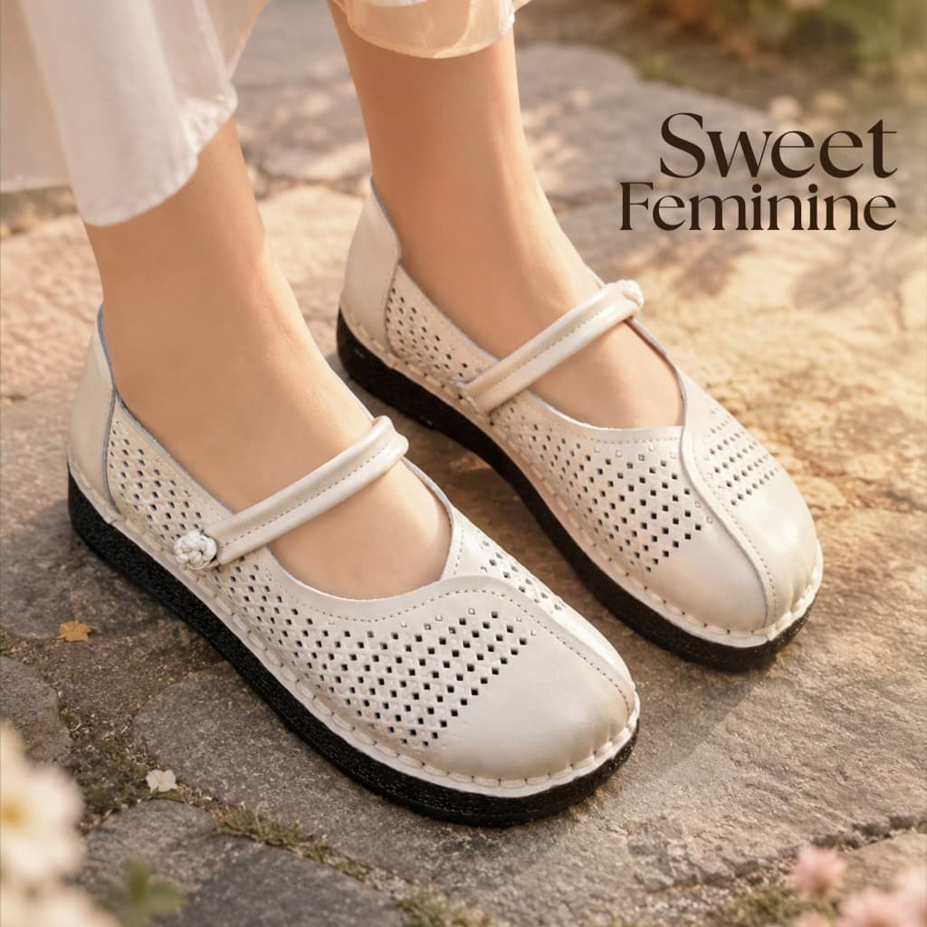 Gambar ke-8 produk Pollux Monday WBB 1781 - Sepatu Wanita Mary Jane Strap Perforated Casual Elegan