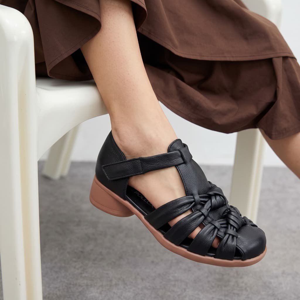 Thumbnail gambar ke-10 produk Pollux Classic WBB 65085 - Sepatu Sandal Wanita Kekinian Bahan Kulit Asli Tinggi hak 3cm