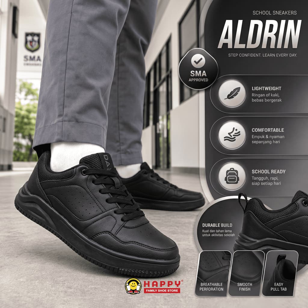 Gambar ke-1 produk Dans Aldrin - Sepatu sekolah Anak SMP SMA Kekinian Size 38-43 Nyaman Anti Slip