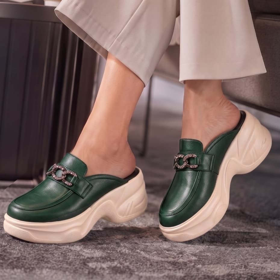 Gambar ke-9 produk Pollux Bold WPODX 05 - Sandal Wedges Selop Wanita Bahan Kulit Asli Tinggi 8cm