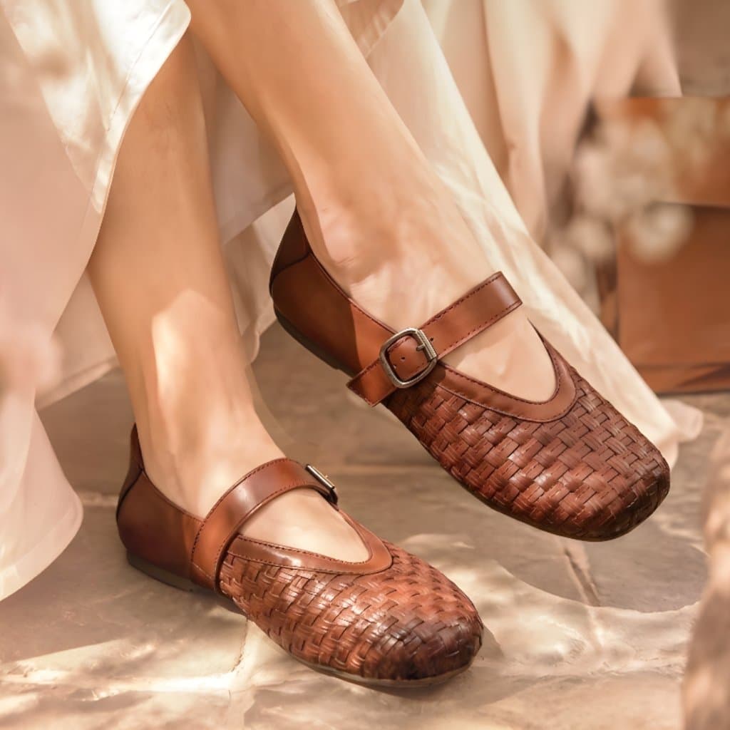 Gambar ke-1 produk Pollux Monday WBB 26312  - Flat shoes Wanita Mary Jane Model Anyaman Casual Kekinian