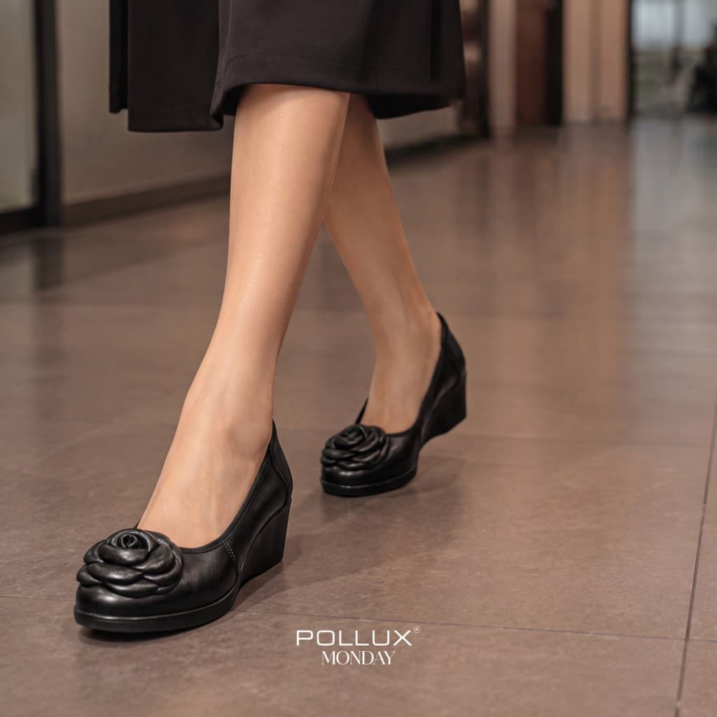 Gambar ke-1 produk Pollux Monday WDQ 2189 - Sepatu Kerja Wanita Bahan Kulit Asli | Sepatu Wedges Wanita Tinggi 5cm