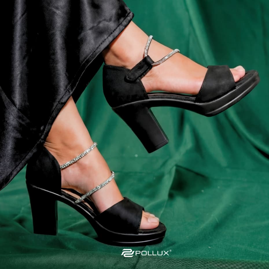 Gambar ke-1 produk Pollux Classic WPOGP 19 - Sandal Heels Wanita Rhinestone Elegan Tinggi 9cm