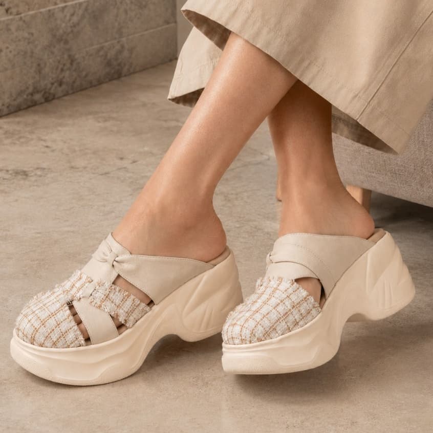 Gambar produk Pollux Bold WPODX 12 - Sandal Wedges model Selop Wanita Kekinian Tinggi 8cm