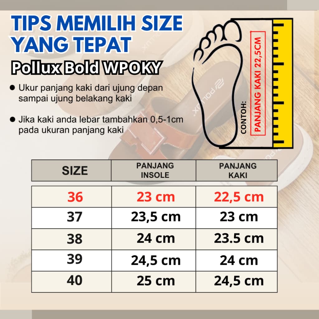 Gambar ke-6 produk Pollux Bold WPOKY 40  - Sandal Wedges Wanita Model Selop bahan Kulit Asli