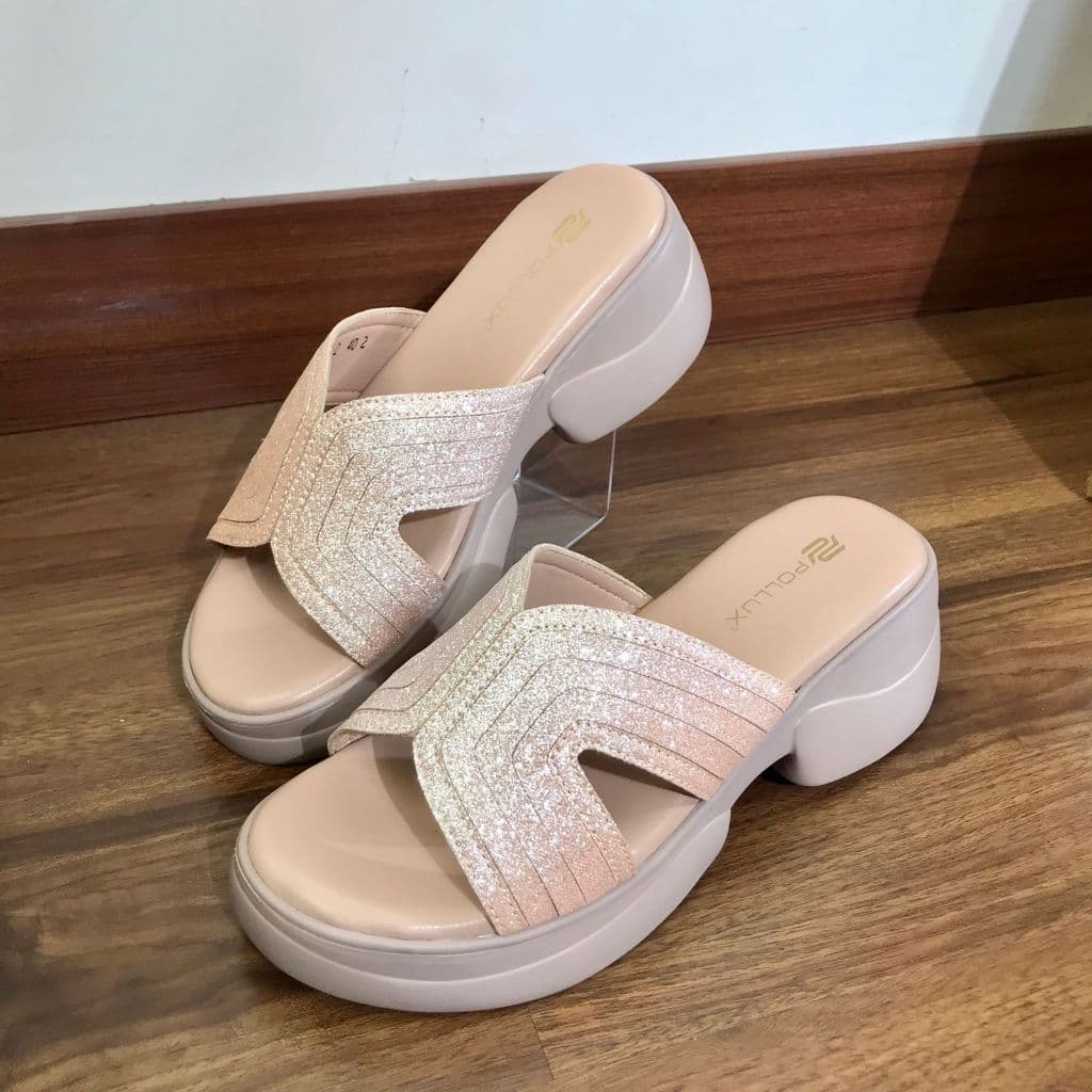 Thumbnail gambar ke-3 produk Pollux Bold WPOCU 58 - Sandal Wanita Wedges Glitter Elegan Tinggi Hak 5cm