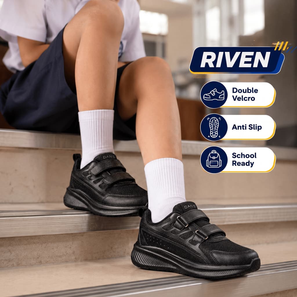 Gambar ke-1 produk Dans Riven - Sepatu sekolah Anak SMP SMA Kekinian Size 38-43 Nyaman Anti Slip