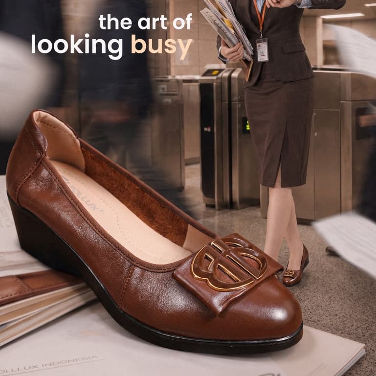 Gambar ke-7 produk Pollux Monday WDQ 2190 - Sepatu Kerja Wanita Bahan Kulit Asli Tinggi 5cm