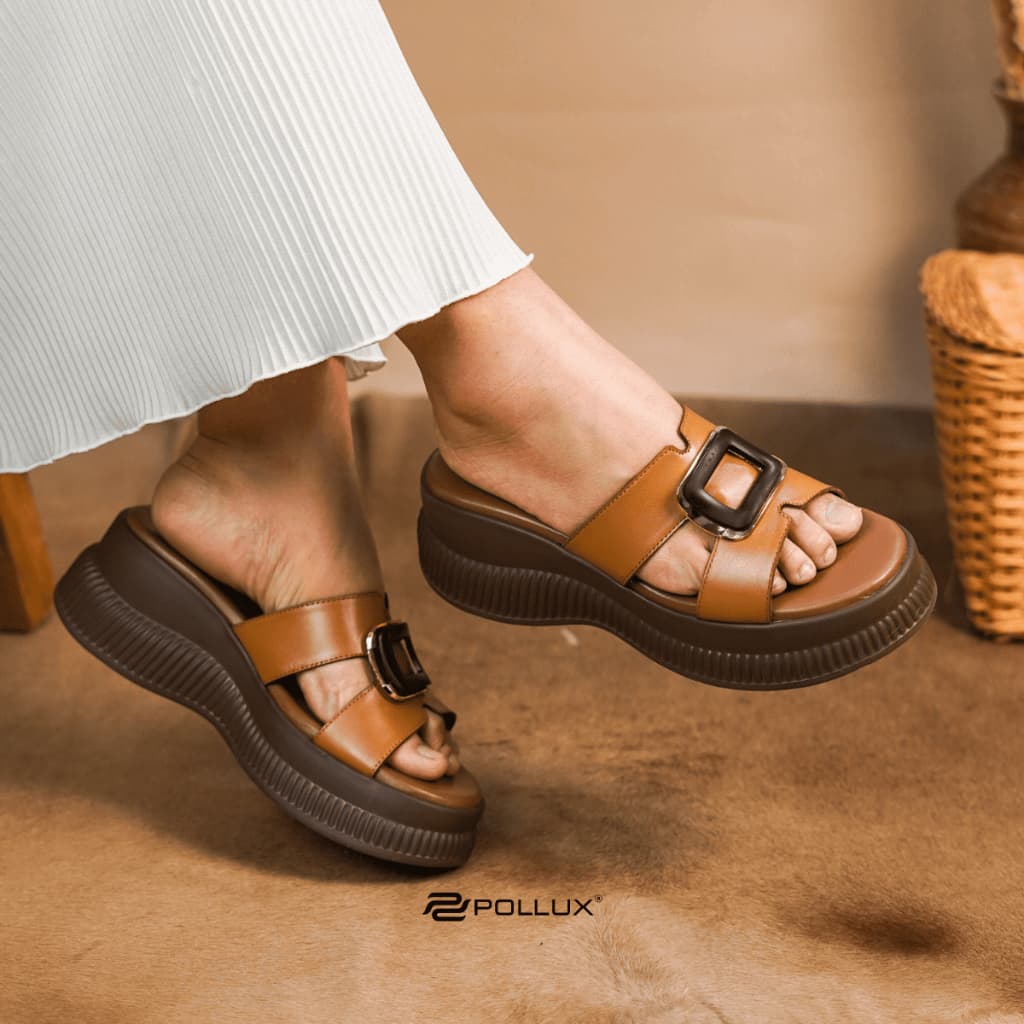 Gambar ke-9 produk Pollux Bold WPOKY 16 – Sandal Wedges Wanita Simpel Elegan Bahan Kulit Asli