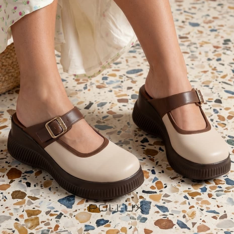 Thumbnail gambar ke-3 produk Pollux Bold WPOKY 44 - Sandal Wedges Wanita Bahan Kulit Asli Tinggi 6cm