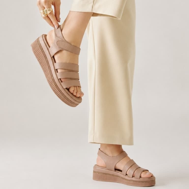 Thumbnail gambar ke-4 produk Pollux Daily WPOMP 04 - Sandal Wedges Wanita Bahan Kulit Asli Tinggi Hak 5cm