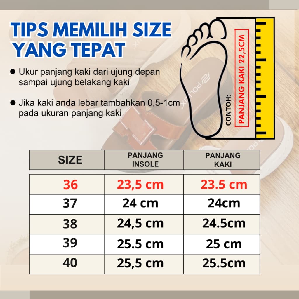 Thumbnail gambar ke-4 produk Pollux Classic WBB 65085 - Sepatu Sandal Wanita Kekinian Bahan Kulit Asli Tinggi hak 3cm