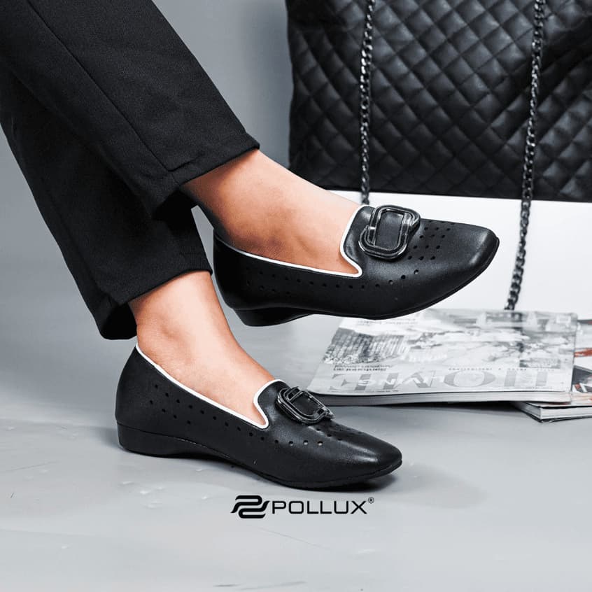 Gambar produk Pollux Monday WPOMQ 42 - Sepatu Wedges Wanita | Sepatu Kerja Wanita | Sepatu Kantor Wanita Bahan Kulit Tinggi 2cm