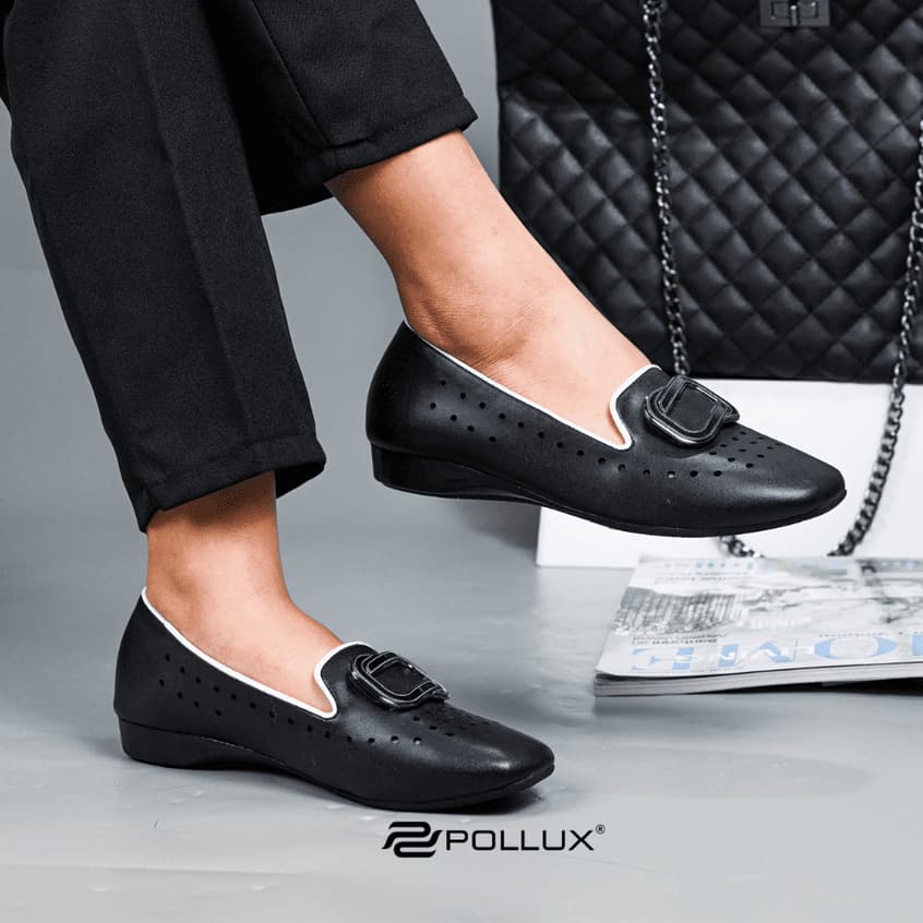 Thumbnail gambar ke-3 produk Pollux Monday WPOMQ 42 - Sepatu Wedges Wanita | Sepatu Kerja Wanita | Sepatu Kantor Wanita Bahan Kulit Tinggi 2cm