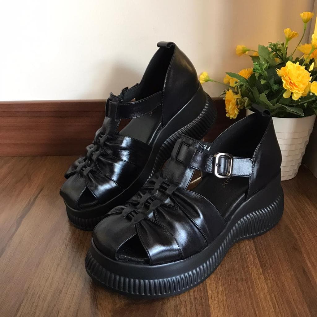 Thumbnail gambar ke-7 produk Pollux Bold WPOKY 11 - Sandal Wedges Wanita Model Clogs Bahan Kulit Premium