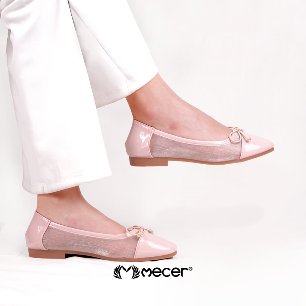 Thumbnail gambar ke-8 produk Mecer Core WYH 65264 Pink dan Hitam Size 36-41, Flat Shoes Wanita Cute Simpel, Formal, Hangout dan Liburan