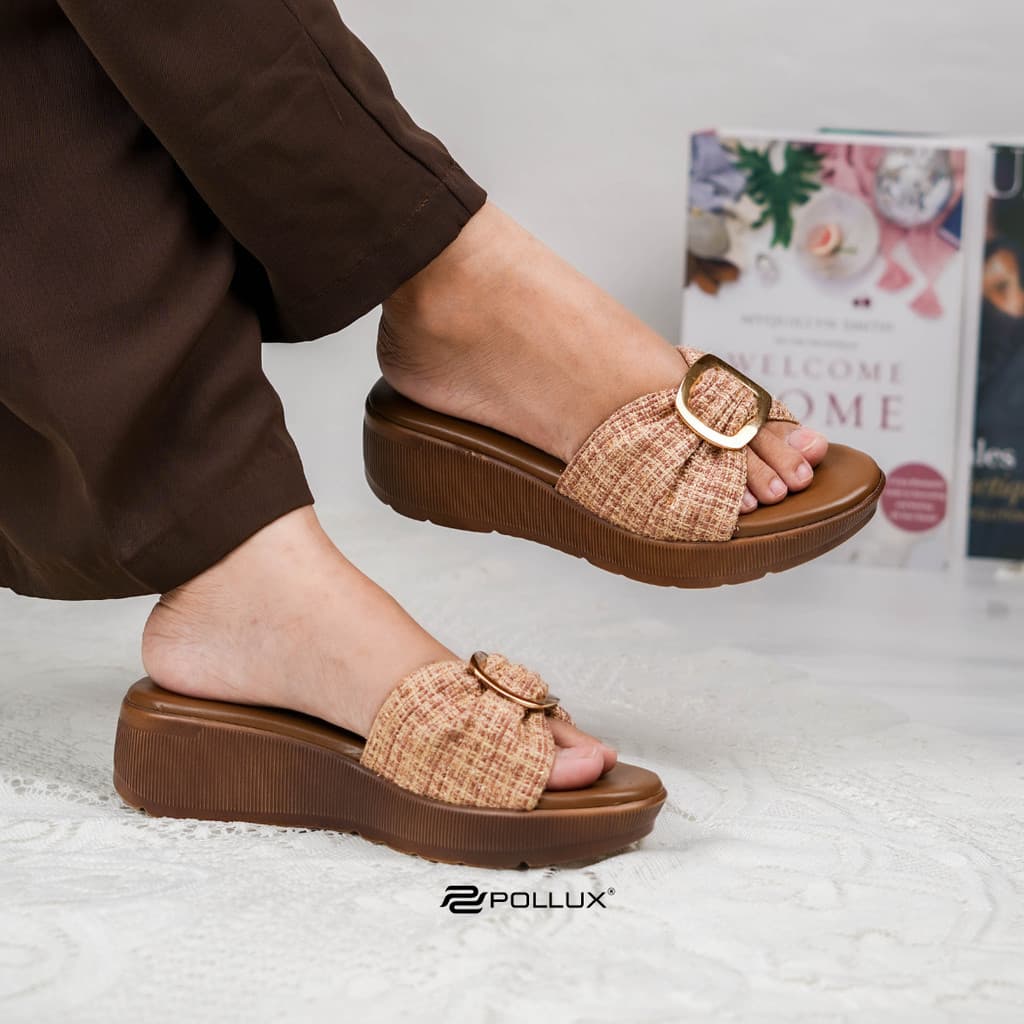 Gambar produk Pollux E-Wear WPODQ 28 - Sandal Wedges Wanita Bahan Kulit  Tinggi 5cm | WPODQ 93