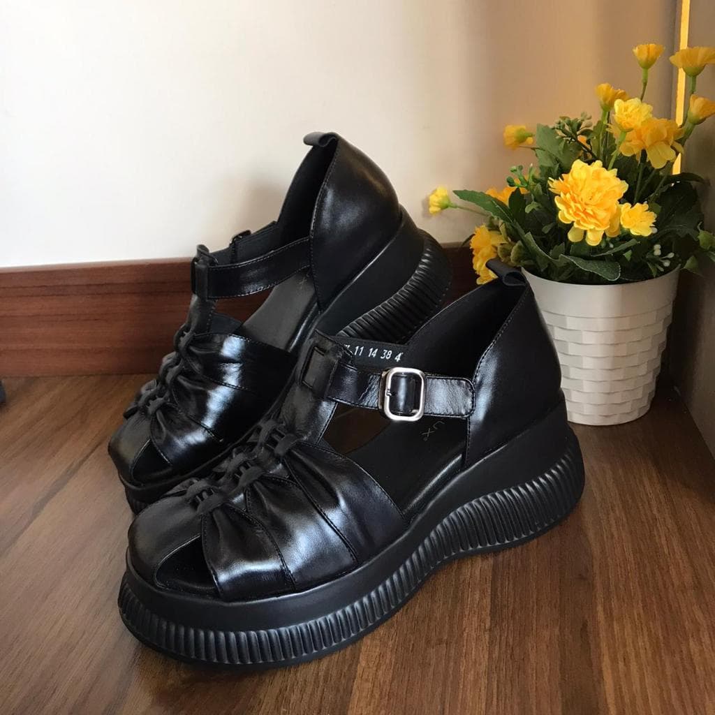 Thumbnail gambar ke-11 produk Pollux Bold WPOKY 11 - Sandal Wedges Wanita Model Clogs Bahan Kulit Premium
