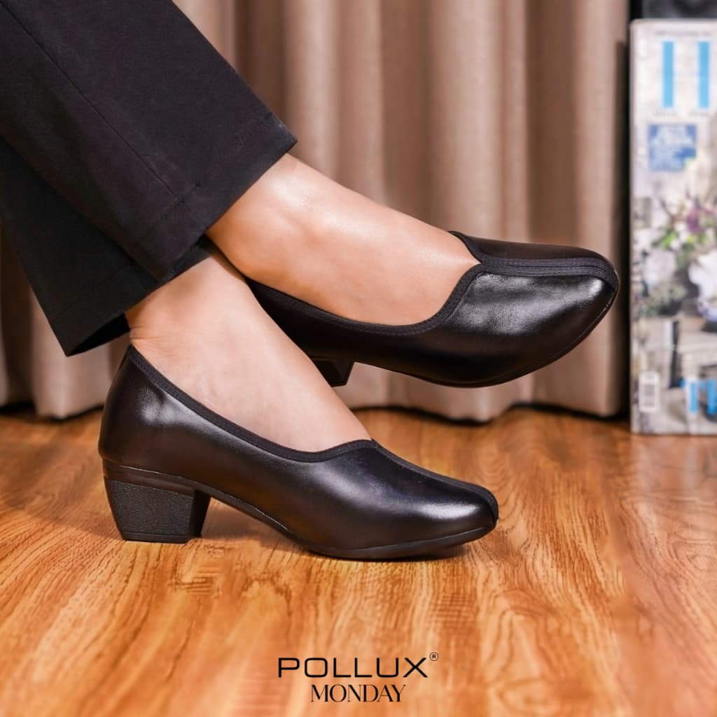 Gambar produk Pollux Monday WPOMN 44  - Sepatu Pantofel Hitam Kerja Wanita Bahan Kulit Asli