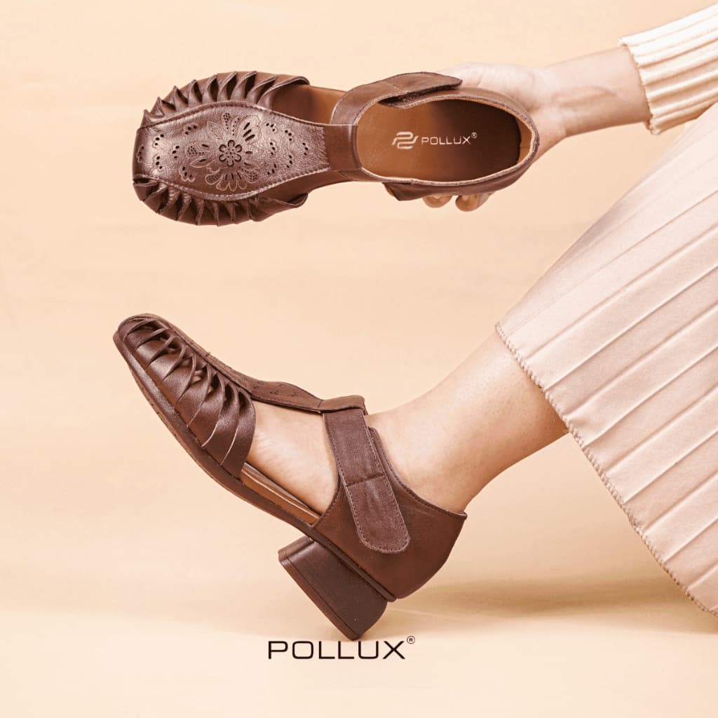 Thumbnail gambar ke-6 produk Pollux Classic WBB 8778 - Sepatu Sandal Kekinian Bahan Kulit Asli tinggi hak 3cm