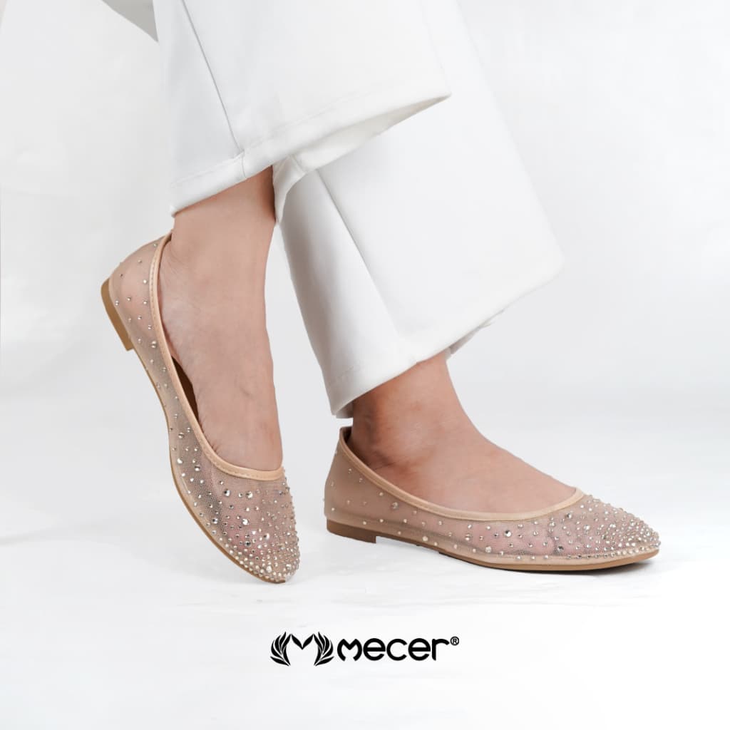 Gambar ke-8 produk Mecer Core WWH 90771 Khaki dan Hitam Sice 36-41, Flatshoes Wanita Kekinian Elegan Blink-Blink