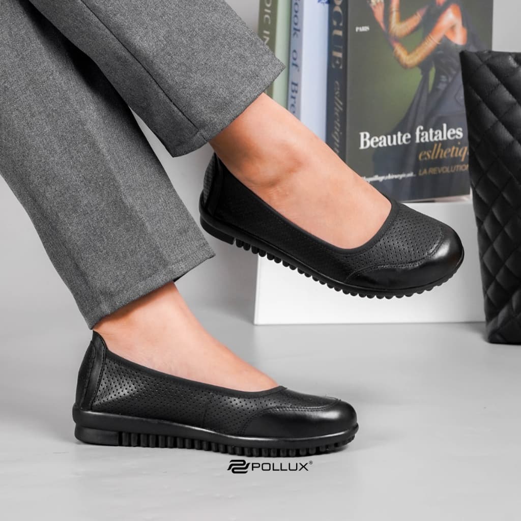 Gambar ke-1 produk Pollux Monday WPOMT 16 Sepatu Flat Shoes Wanita  Hitam Elegan | Slip On Kerja & Casual Nyaman Dipakai