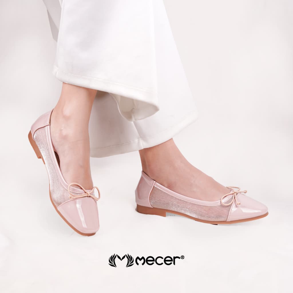 Thumbnail gambar ke-9 produk Mecer Core WYH 65264 Pink dan Hitam Size 36-41, Flat Shoes Wanita Cute Simpel, Formal, Hangout dan Liburan