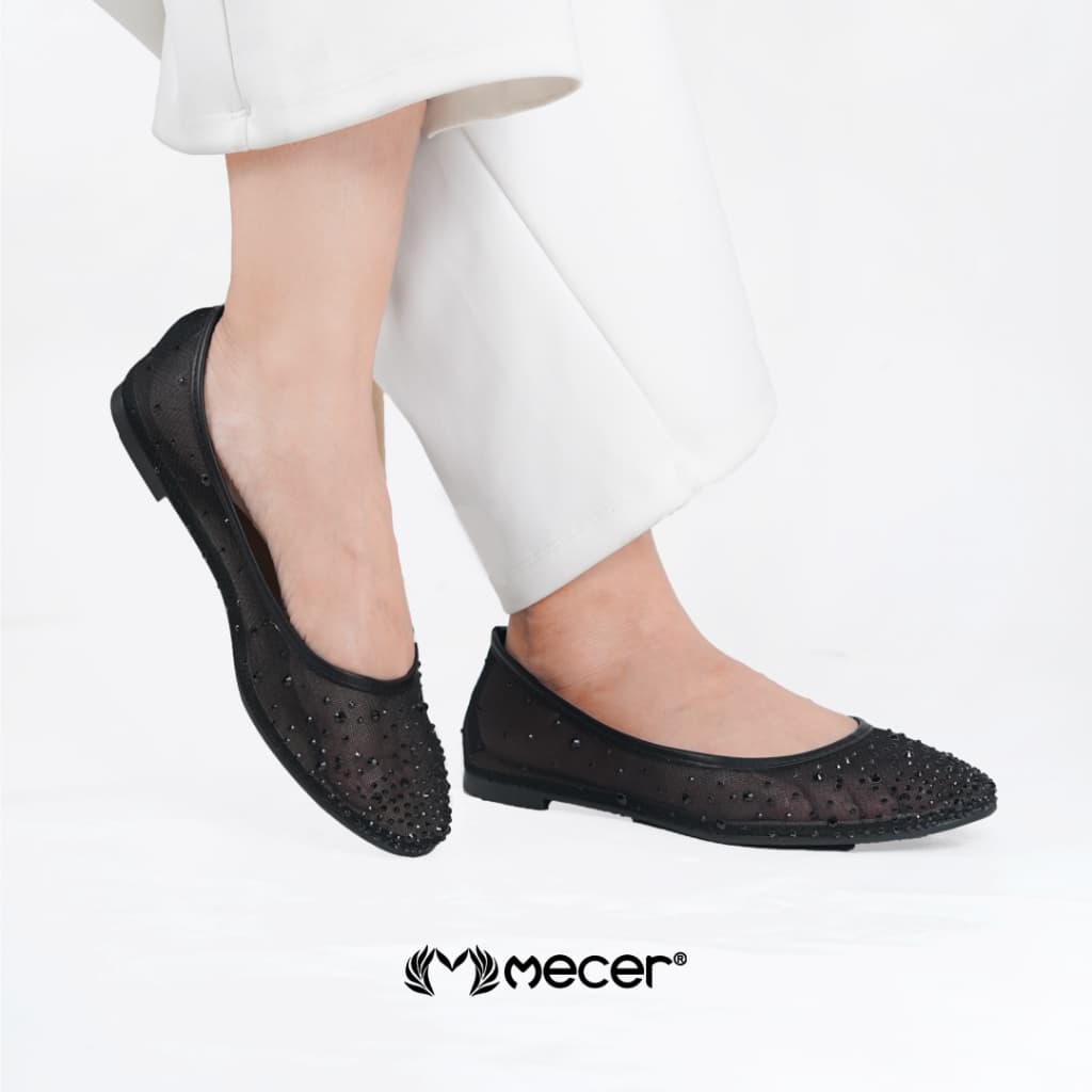 Gambar ke-8 produk Mecer Core WWH 90771 Khaki dan Hitam Sice 36-41, Flatshoes Wanita Kekinian Elegan Blink-Blink
