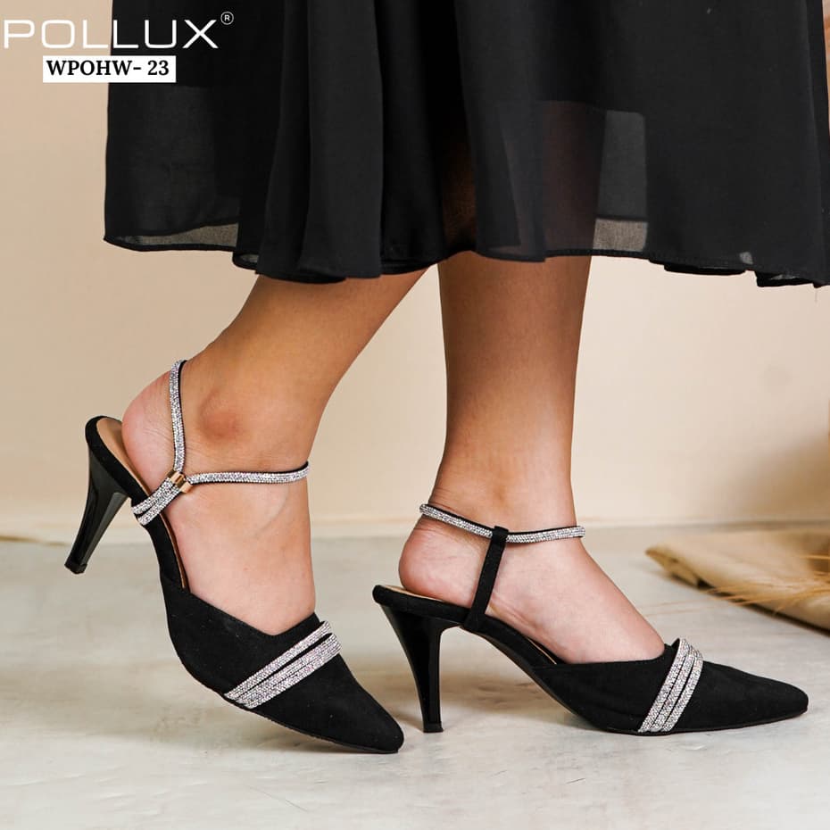 Thumbnail gambar ke-2 produk Pollux Aurora  Lite WPOHW 23 - Heels Pesta Mules Wanita Bahan Kulit Asli Tinggi Hak 7cm
