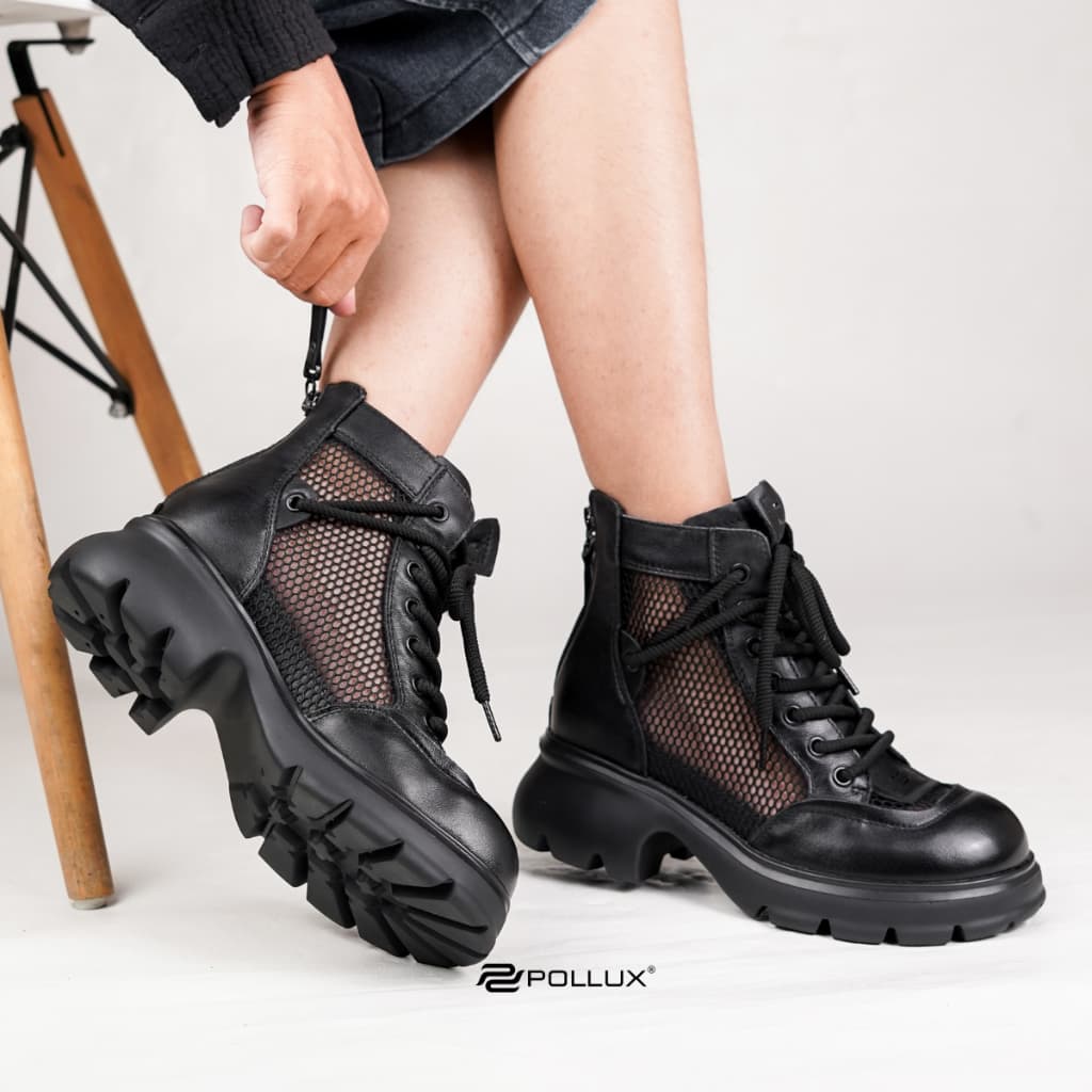 Gambar ke-1 produk Pollux Boots WBB 98992 Sepatu Boot Wanita Stylish Kekinian Bahan Kulit Asli