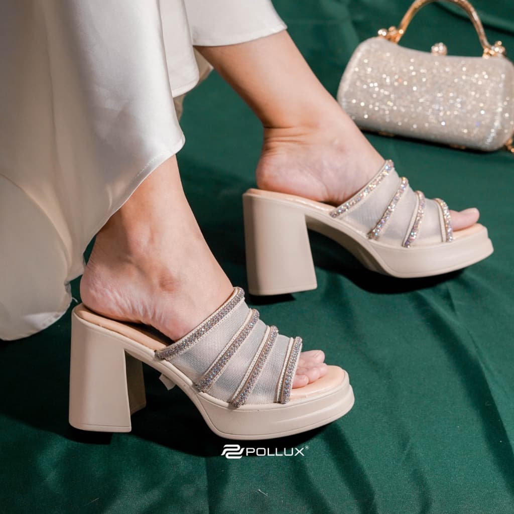 Gambar ke-6 produk Pollux Classic WPOAS 25 - Sandal Heels Wanita Berbahan Kulit | Heels 9Cm | Heels Kekinian