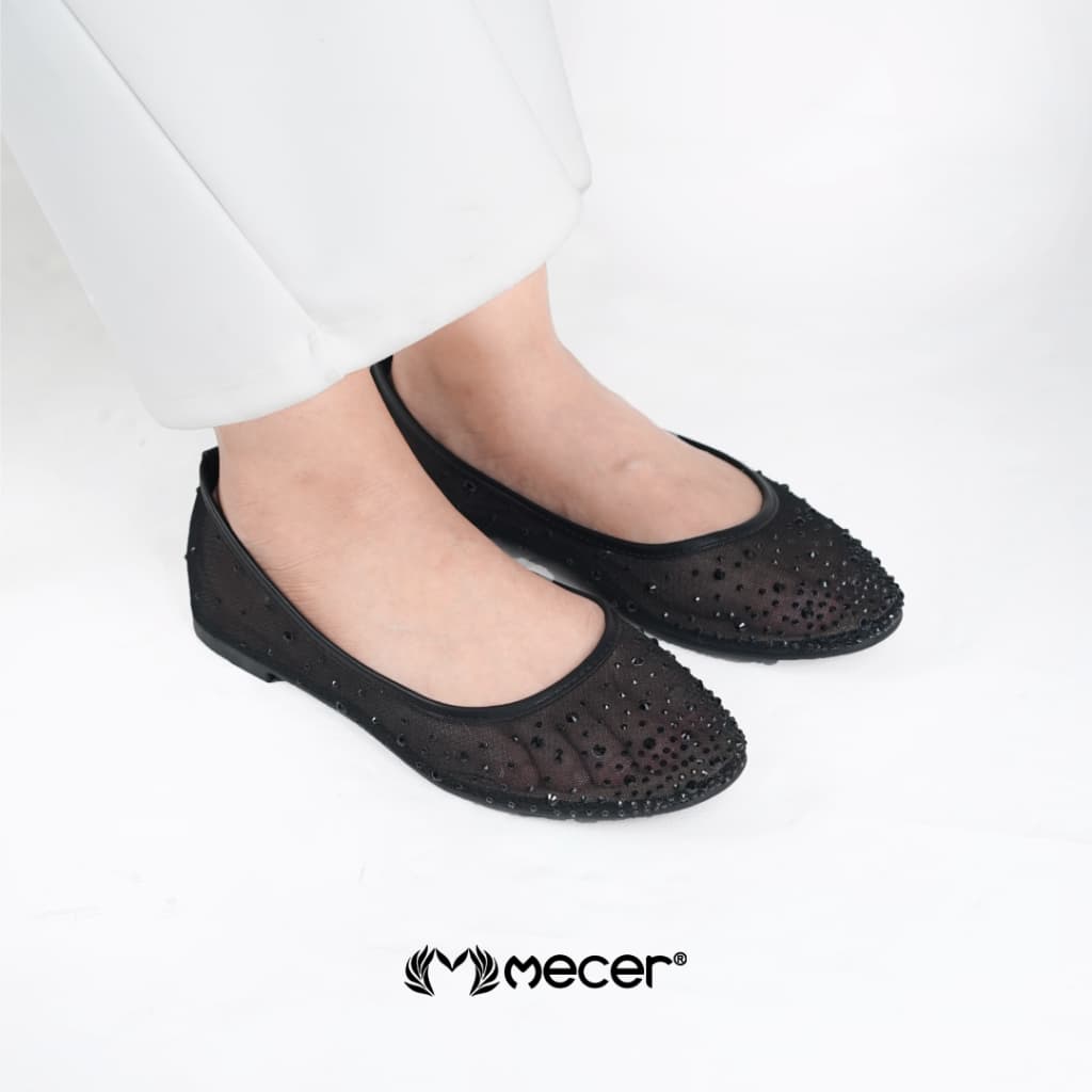 Thumbnail gambar ke-5 produk Mecer Core WWH 90771 Khaki dan Hitam Sice 36-41, Flatshoes Wanita Kekinian Elegan Blink-Blink
