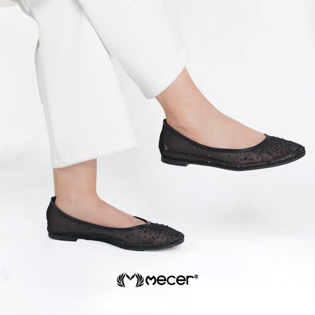 Thumbnail gambar ke-8 produk Mecer Core WWH 90771 Khaki dan Hitam Sice 36-41, Flatshoes Wanita Kekinian Elegan Blink-Blink
