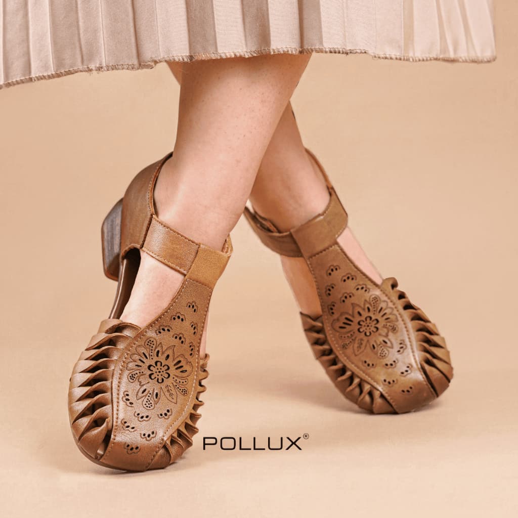 Gambar ke-6 produk Pollux Classic WBB 8778 - Sepatu Sandal Kekinian Bahan Kulit Asli tinggi hak 3cm