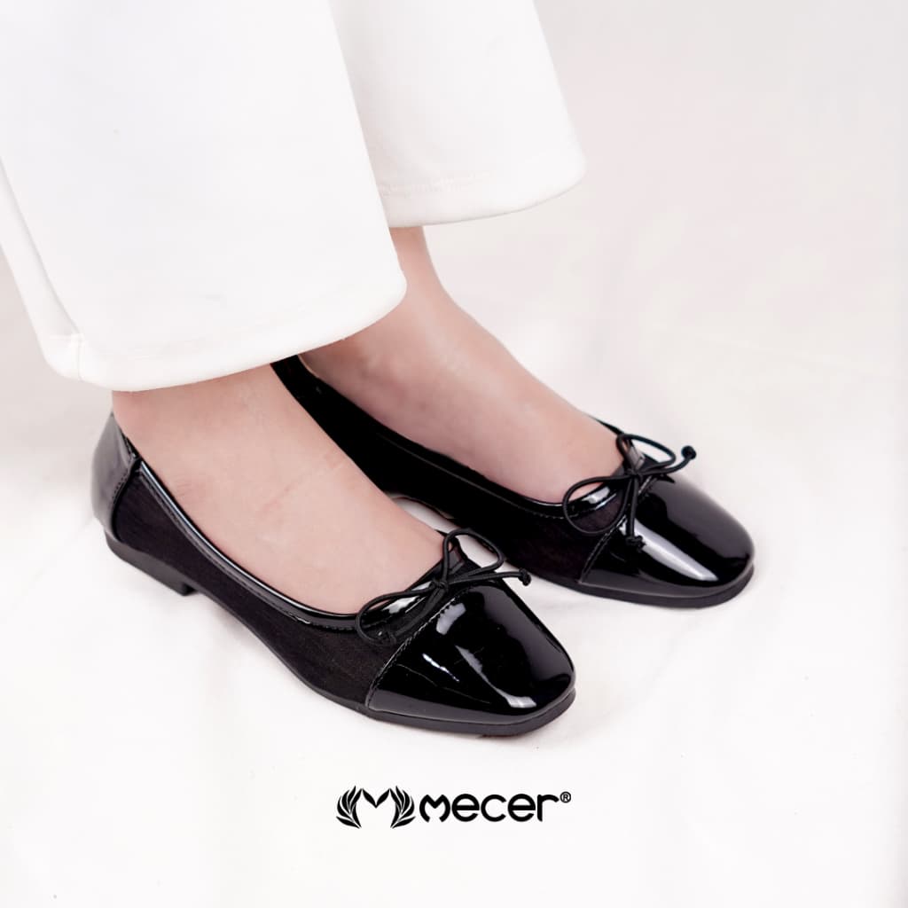 Thumbnail gambar ke-5 produk Mecer Core WYH 65264 Pink dan Hitam Size 36-41, Flat Shoes Wanita Cute Simpel, Formal, Hangout dan Liburan