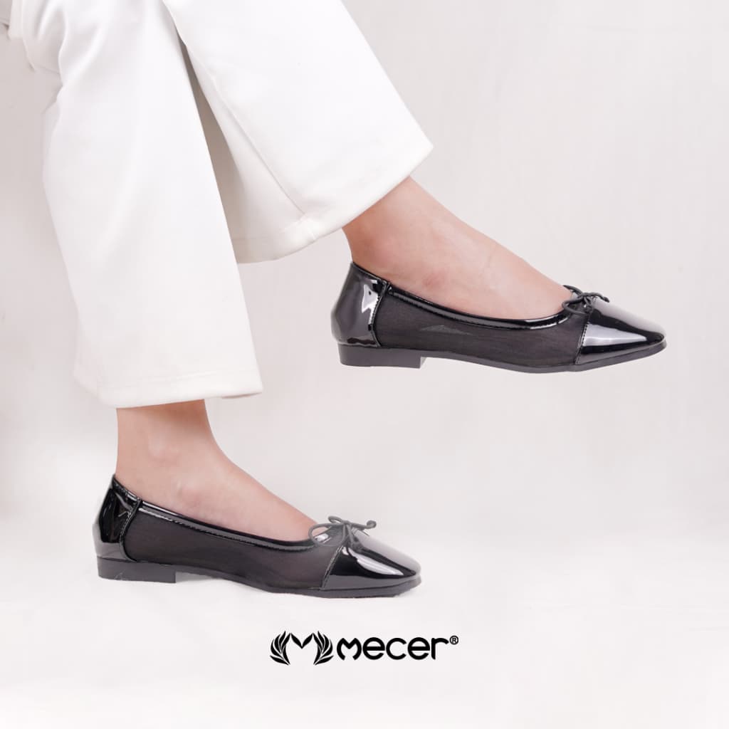 Thumbnail gambar ke-6 produk Mecer Core WYH 65264 Pink dan Hitam Size 36-41, Flat Shoes Wanita Cute Simpel, Formal, Hangout dan Liburan