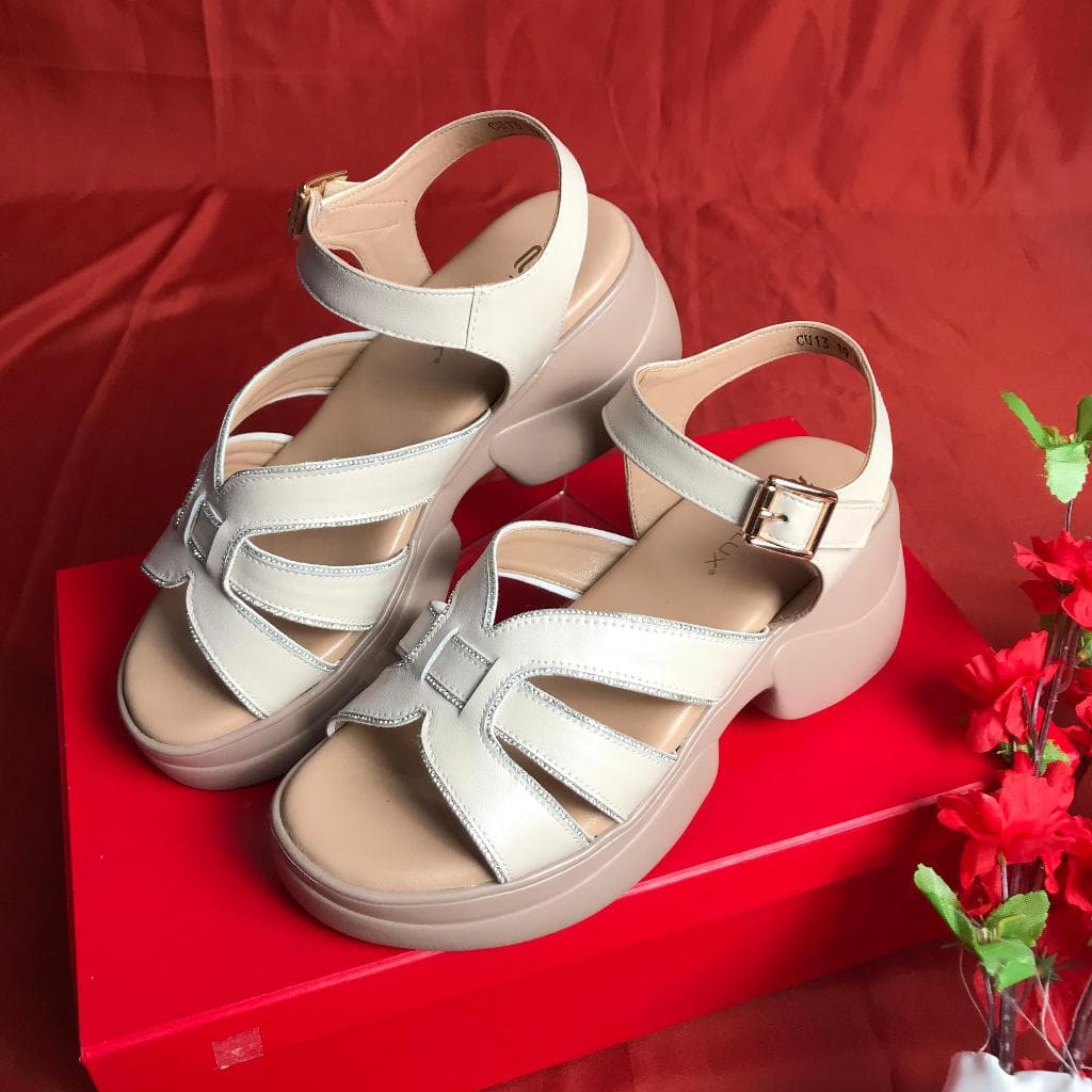 Thumbnail gambar ke-9 produk Pollux Bold WPOCU 09 - Sandal Wedges Wanita Bahan Kulit Asli Premium Empuk Nyaman Anti Licin