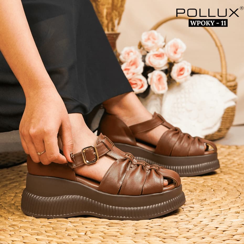 Gambar ke-8 produk Pollux Bold WPOKY 11 - Sandal Wanita Model Clogs Bahan Kulit Asli | Sandal Wedges Wanita Kekinian