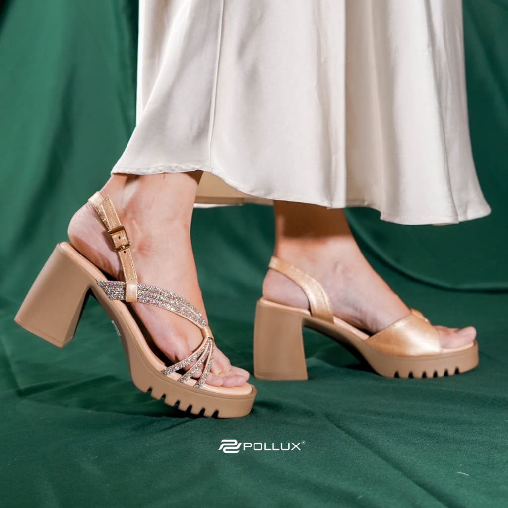 Thumbnail gambar ke-2 produk Pollux Classic WPOAY 41 - High Heels Pesta Wanita Glitter Bahan Kulit model Hak Chungky