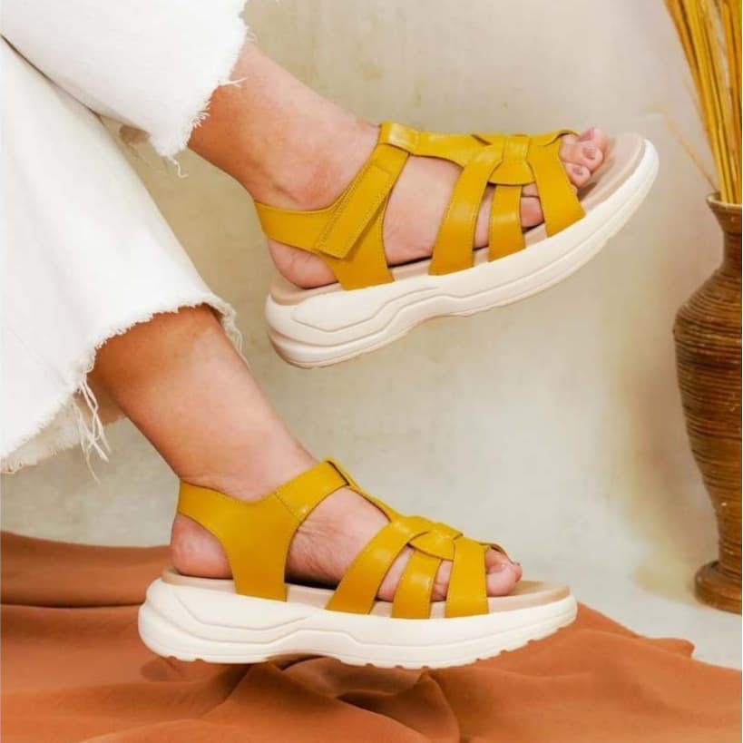 Thumbnail gambar ke-7 produk Pollux E-Wear WPOLP 04 - Sandal Wedges Wanita Slip On Bahan Kulit Asli Anti Slip