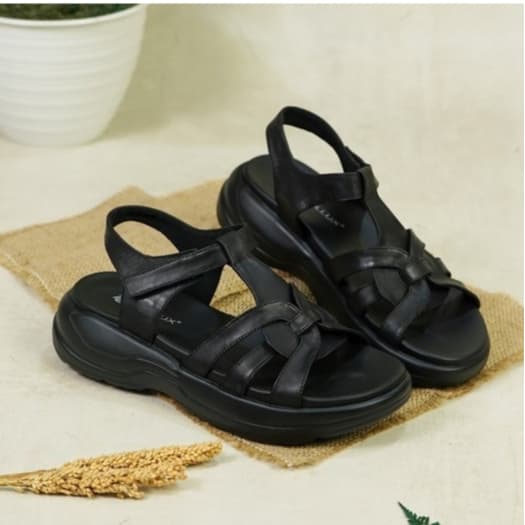 Thumbnail gambar ke-2 produk Pollux E-Wear WPOLP 04 - Sandal Wedges Wanita Slip On Bahan Kulit Asli Anti Slip