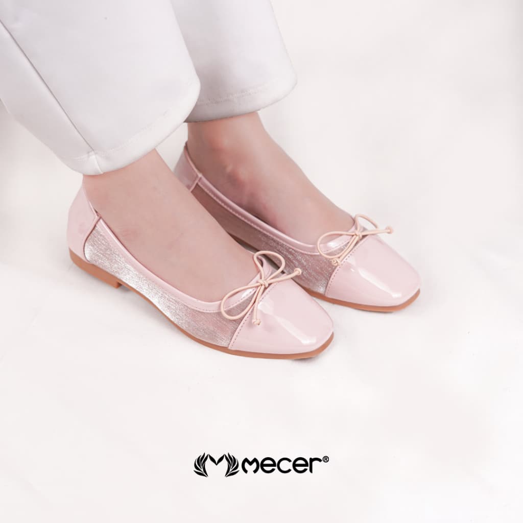 Thumbnail gambar ke-7 produk Mecer Core WYH 65264 Pink dan Hitam Size 36-41, Flat Shoes Wanita Cute Simpel, Formal, Hangout dan Liburan